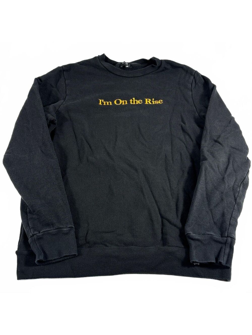 True Religion Adult Embroidered "I'm On the Rise" Black Pullover Sweatshirt M